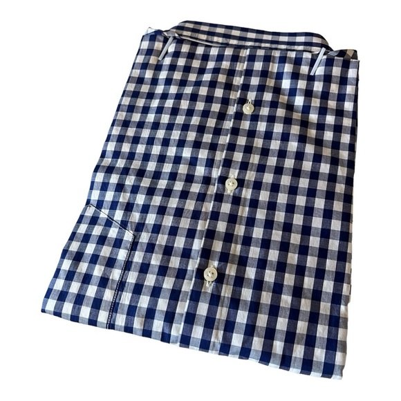 UNTUCKit Women's Belleza Button Up Long Sleeve Blue Gingham Shirt Navy White NEW - Picture 3 of 13